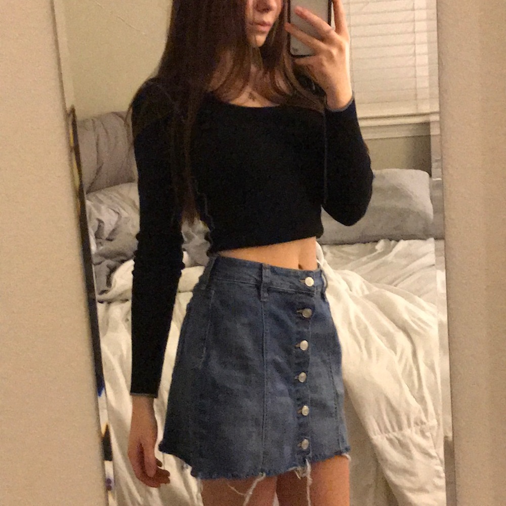 pacsun button up jean skirt 🤍